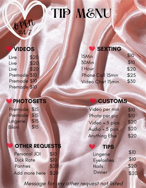 free onlyfans menu template|Onlyfans Menu Template